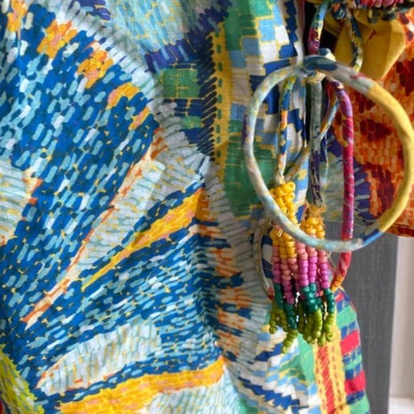 Farm Rio Summer Tapestry Smocked Minidress Artsy Tropical Cottagecore Dopamine - Picture 9 of 13